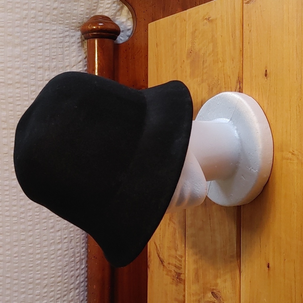 🌻NEW 100% Wool Adjustable Black Felt Bucket Hat/Cloche